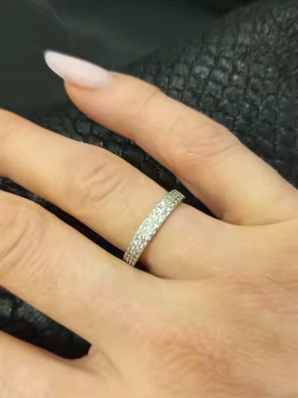 Silver Ring Triple-Row Pavé Band Ring in Silver with Clear Stones  High Quality - Picture 10 of 10